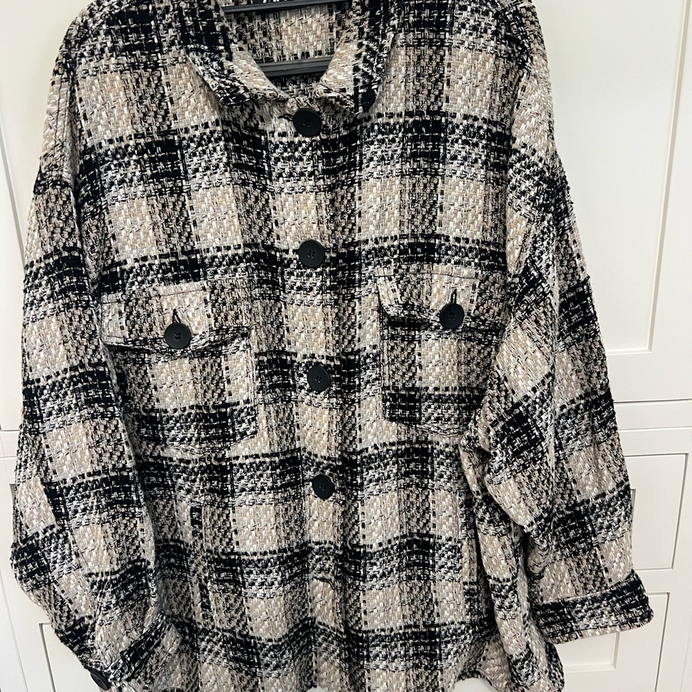 Plaid Button-Up Jacket